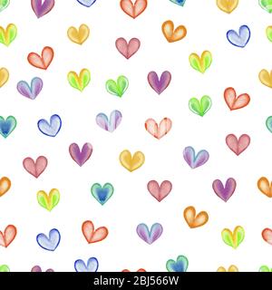 Motif coeurs aquarelle sans couture. Banque D'Images