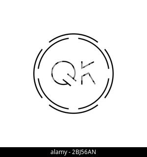 Modèle vectoriel de conception de logo QK lettre initiale. Design du logo QK Letter Cercle abstrait numérique Illustration de Vecteur