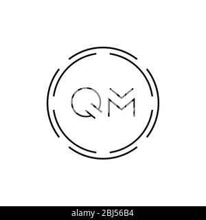 Modèle vectoriel de conception de logo QM lettre initiale. Design du logo lettre QM Cercle abstrait numérique Illustration de Vecteur