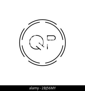 Modèle vectoriel de conception de logo QP de lettre initiale. Design de logo de lettre QP Cercle abstrait numérique Illustration de Vecteur