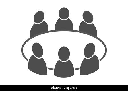 Réunion d'équipe avec travail d'équipe et collaboration icône vectorielle plate pour les applications et les sites Web Illustration de Vecteur