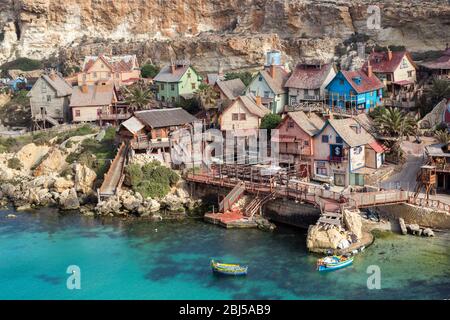 Le film du village de Popeye est désormais une attraction touristique, Malte Banque D'Images