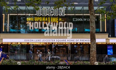 Londres, Royaume-Uni - 18 août 2019 : la façade du cinéma Odéon à Leicester Square Banque D'Images