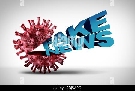 Covid-19 fausses nouvelles et des escroqueries de coronavirus ou des mensonges médicaux et des cicatrices de virus comme menteurs malhonnêtes diffusant de fausses informations médicales et des médicaments non éprouvés. Banque D'Images
