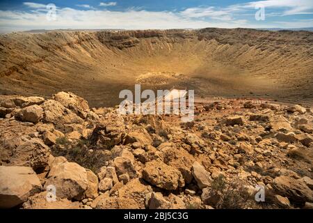 Cratère à impact Meteor dans le comté de Coconino Arizona USA près de Flagstaff. Banque D'Images