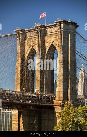 Pont de Brooklyn vu de la région DUMBO à New York États-Unis Banque D'Images