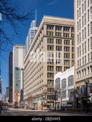 State Street et Marshall Field dans le centre-ville de Chicago Banque D'Images