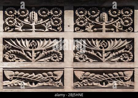 Décoration Terra Cotta sur le bâtiment des bijoutiers conçu par Louis Sullivan Banque D'Images