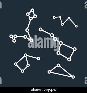 Ensemble de constellations à main levée. Signes vectoriels du zodiaque. Illustration de Vecteur