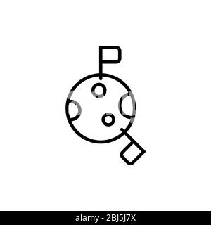 Les colonies spatiales s'drapeaux sur l'icône Lune. Ligne simple, contour des éléments vectoriels des icônes de colonisation interplanétaire pour ui et ux, site Web ou application mobile Illustration de Vecteur