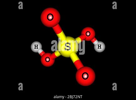 L'acide sulfurique (acide sulfurique) est un acide minéral fort très corrosif dont la formule moléculaire est H2SO4. C'est un piquant-étheal, incolore à gigole Banque D'Images