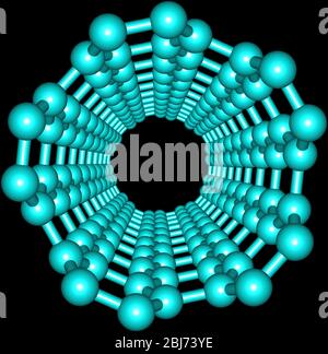 Illustration isolée regardant dans un nanotube de carbone Banque D'Images