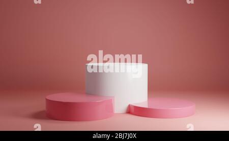 Produit pastel rose blanc sur fond. Concept de géométrie minimale abstraite. Thème plateforme studio podium. Exposition marketing commercial presenta Banque D'Images