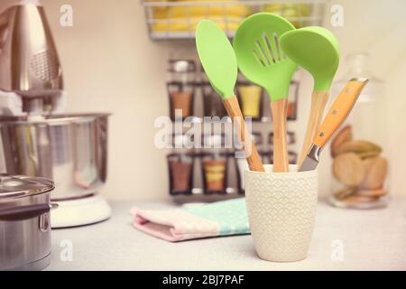 Set de couverts dans la fermeture de la tasse Banque D'Images