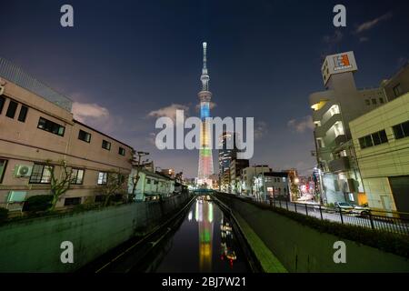 Vue sur Tokyo Skytree la nuit Banque D'Images