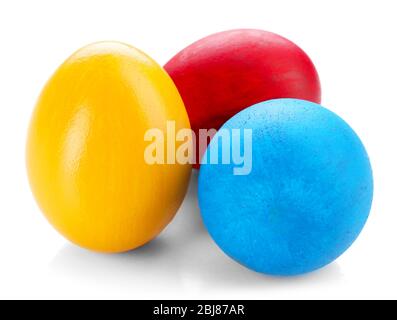 Oeufs de Pâques isolé sur fond blanc Banque D'Images