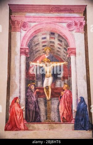 La Sainte Trinité de Masaccio dans la basilique Santa Maria Novella de Florence, Italie Banque D'Images