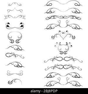 ensemble d'éléments décoratifs en forme de séparateurs de texte noir Illustration de Vecteur