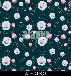 Joli motif sans couture avec gâteaux et bonbons Illustration de Vecteur