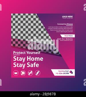 Coronavirus Covid 19 social Media Banner Template, Medical Health social media banner about coronavirus, social media banner vector template Illustration de Vecteur