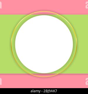 papier coupé rose et vert printemps ou fond d'été pour carte de vœux avec cercle blanc pour copyspase Illustration de Vecteur