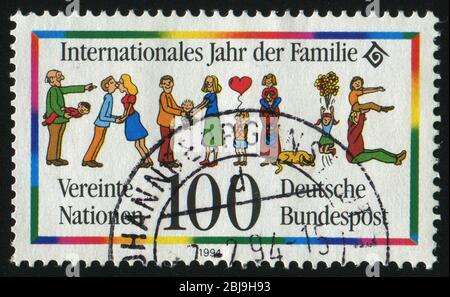 ALLEMAGNE - VERS 1994: Cachet imprimé par l'Allemagne, montre année de la famille, vers 1994. Banque D'Images