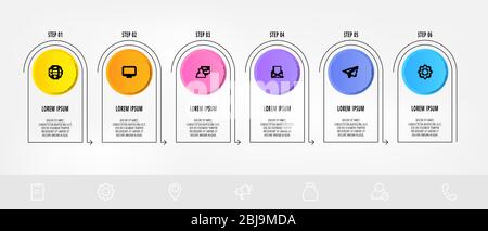 Modèle vectoriel infographie. cercle Concept d'affaires avec 6 options et étiquettes. Six étapes pour le contenu, graphique, schémas, diaporama Illustration de Vecteur