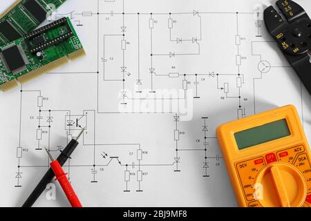 Dessin électrique avec outils de proximité Banque D'Images