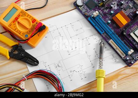 Dessin électrique avec outils de proximité Banque D'Images