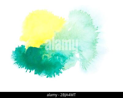 Close up de l'eau les traits de couleur Peinture sur fond blanc Banque D'Images