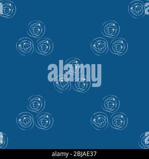Arrière-plan de motif transparent vectoriel de cercle de ligne d'encre à tracer. Trios monochromes de tourbillons sur fond bleu marine. Répétition géométrique abstraite. Partout Illustration de Vecteur