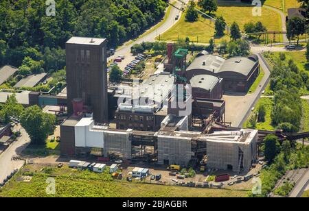 Construction du nouveau bâtiment nouveau siège administratif de la Fondation RAG et de la RAG Aktiengesellschaft sur le patrimoine mondial Zollverein à Essen, 23.06.2016, vue aérienne, Allemagne, Rhénanie-du-Nord-Westphalie, région de la Ruhr, Essen Banque D'Images