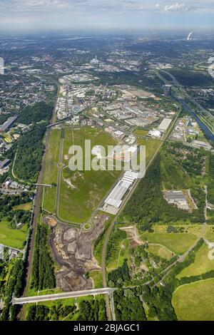 , Centro shopping Center sur l'ancien site de steelworks à Oberhausen, 23.06.2016, vue aérienne, Allemagne, Rhénanie-du-Nord-Westphalie, Ruhr Area, Oberhausen Banque D'Images