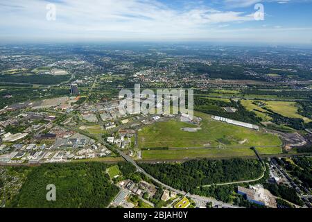 , Centro shopping Center sur l'ancien site de steelworks à Oberhausen, 23.06.2016, vue aérienne, Allemagne, Rhénanie-du-Nord-Westphalie, Ruhr Area, Oberhausen Banque D'Images