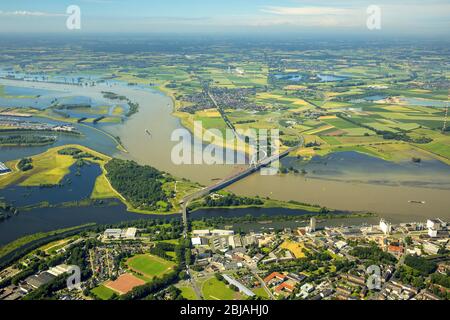 , paysages de l'espace d'ouverture de la lèvre redessiné dans le flux de flux du Rhin à Wesel, 23.06.2016, vue aérienne, Allemagne, Rhénanie-du-Nord-Westphalie, région de la Ruhr, Wesel Banque D'Images