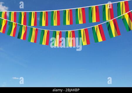 La Bolivie marque un bondes festives accrochées contre un ciel bleu. Rendu tridimensionnel Banque D'Images