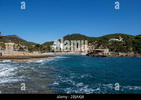 Vue panoramique sur la plage de son Matias à Palma Nova, Majorque. Banque D'Images