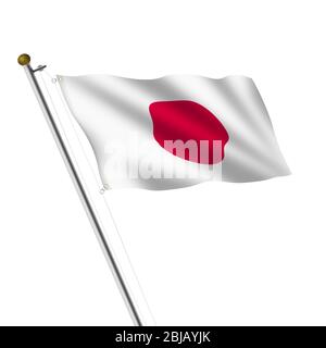 Illustration japonaise Flagpole sur blanc avec chemin de découpe Banque D'Images