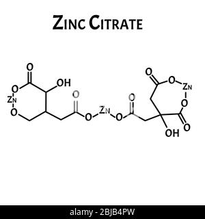 Le citrate de zinc est une formule chimique moléculaire. Infographies du zinc. Illustration vectorielle sur un arrière-plan isolé. Illustration de Vecteur