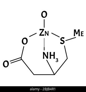 La monométhionine de zinc est une formule chimique moléculaire. Infographies du zinc. Illustration vectorielle sur un arrière-plan isolé. Illustration de Vecteur