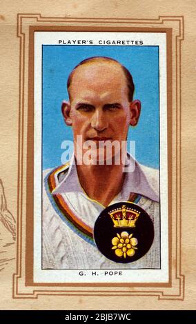 Carte de cigarette du joueur, Cricketers 1938. George Pope (Yorkshire et Angleterre). Banque D'Images