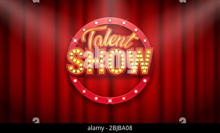 Talent Show banner, affiches, de l'or l'inscription sur rideau rouge Illustration de Vecteur