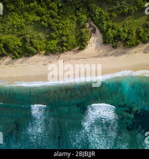 Vue aérienne sur la plage tropicale, Bali, Indonésie Banque D'Images