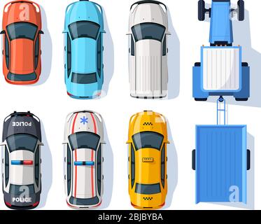 Transport signifie jeu d'illustrations vectorielles de couleur RVB semi-plat Illustration de Vecteur