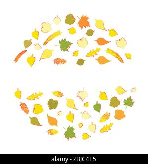 Jeu de feuilles décoratives d'automne. Illustration vectorielle colorée Illustration de Vecteur