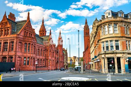 Salle centrale méthodiste et cours de droit de Victoria à Birmingham, Angleterre Banque D'Images