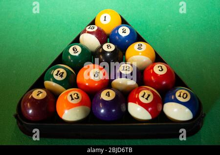 Boules de billard en triangle Banque D'Images