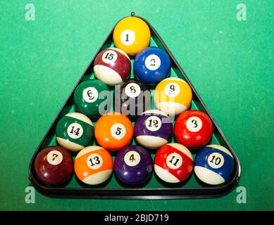 Boules de billard en triangle Banque D'Images