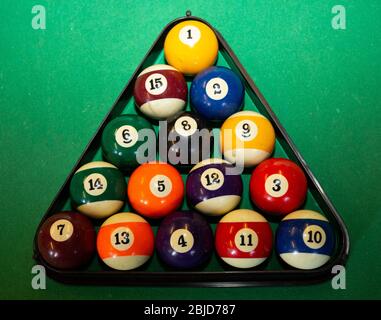 Boules de billard en triangle Banque D'Images