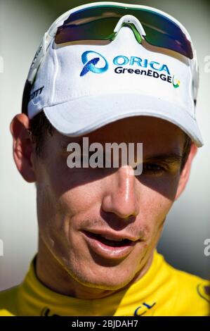 04.07.2013 Montpellier, France. Daryl Impey s'est racée à la 13ème place et donc à la tête de la classification générale sur la 6e étape du Tour de France Aix e Banque D'Images